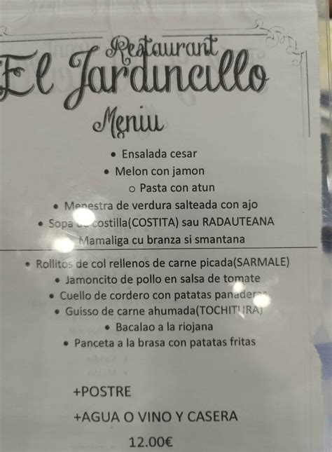 el jardincillo menú|El Jardincillo